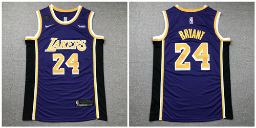 Personalized Lakers 24 Kobe Bryant Purple KB Patch Swingman Jersey