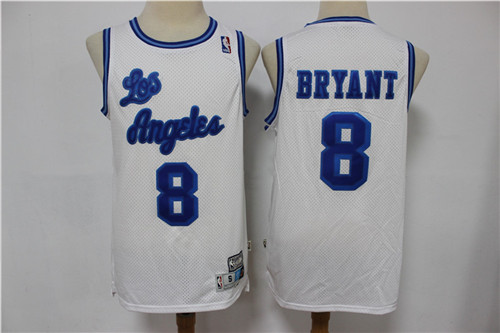 Personalized Lakers 8 Kobe Bryant White Hardwood Classics Swingman Jersey
