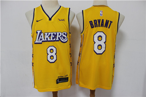 Personalized Lakers 8 Kobe Bryant Yellow 2020 City Edition Swingman Jersey