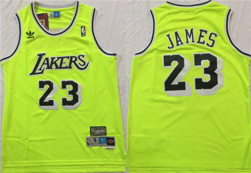 Personalized Lakers 23 Lebron James Fluorescent Green Hardwood Classics Mesh Swingman Jersey