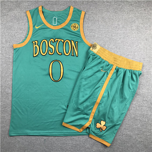 Personalized Celtics 0 Jayson Tatum Green City Edition Swingman Jersey(With Shorts)