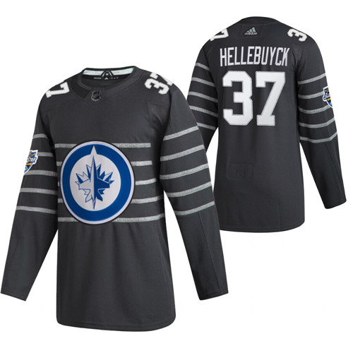 Personalized Jets 37 Connor Hellebuyck Gray 2020 NHL All-Star Game Jersey