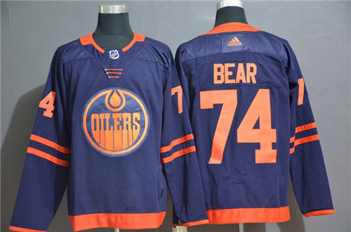 Personalized Oilers 74 Ethan Bear Navy Jersey