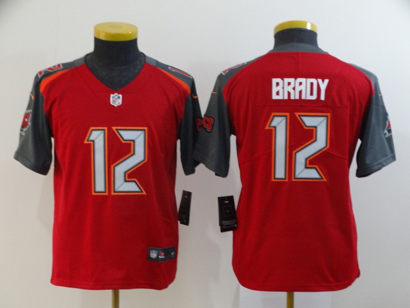 Personalized Youth Buccaneers 12 Tom Brady Red Youth Untouchable Limited Jersey