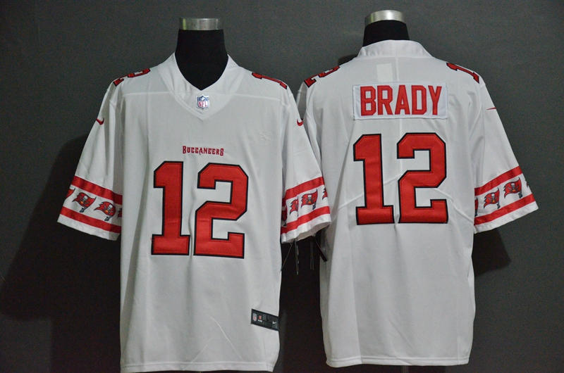 Personalized Buccaneers 12 Tom Brady White Team Logos Fashion Limited Jersey