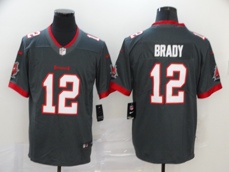 Personalized Buccaneers 12 Tom Brady Gray New 2020 Untouchable Limited Jersey