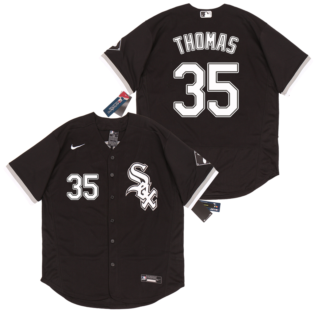 Personalized White Sox 35 Frank Thomas Black 2020 Flexbase Jersey