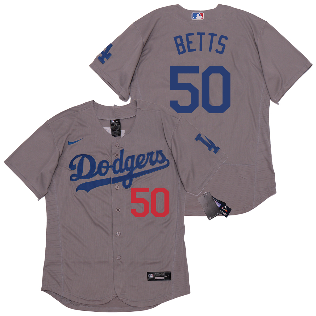 Personalized Dodgers 50 Mookie Betts Gray 2020 Flexbase Jersey