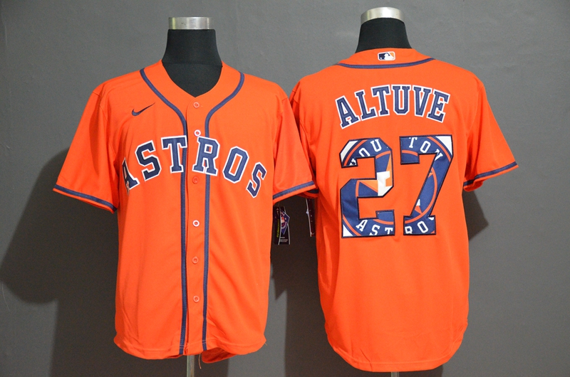 Personalized Astros 27 Jose Altuve Orange 2020 Cool Base Fashion Jersey