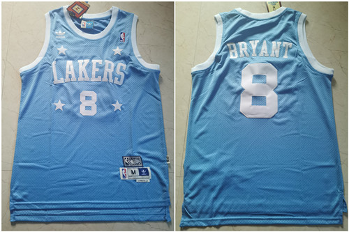 Personalized Lakers 8 Kobe Bryant Light Blue Hardwood Classics Jersey