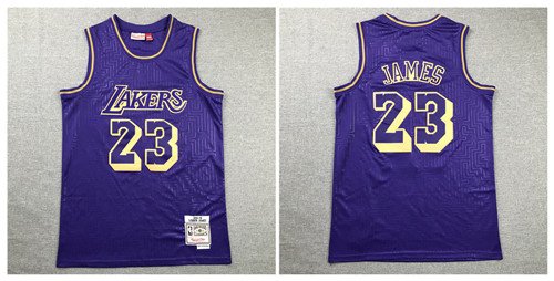 Personalized Lakers 23 Lebron James Purple 2008-19 Hardwood Classics Jersey