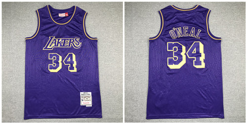 Personalized Lakers 34 Shaquille O’Neal Purple 1996-97 Hardwood Classics Jersey