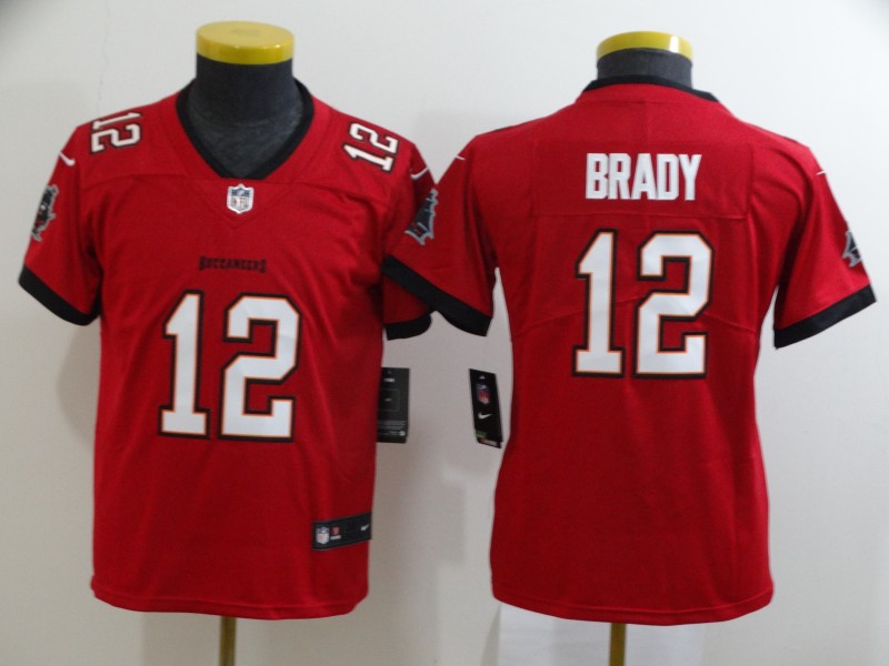 Personalized Youth Buccaneers 12 Tom Brady Red Youth New 2020 Untouchable Limited Jersey