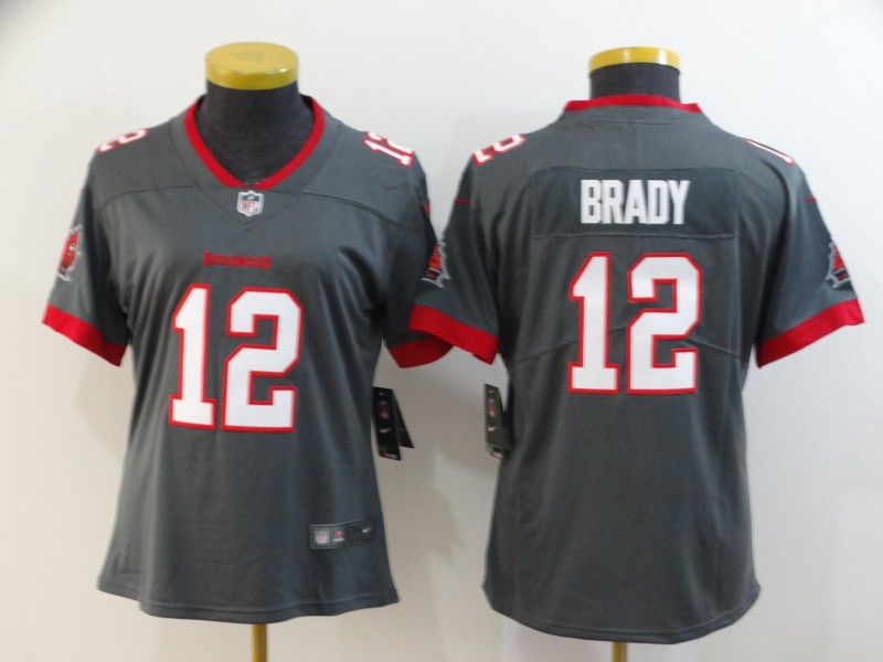 Personalized Women Buccaneers 12 Tom Brady Gray Women New 2020 Untouchable Limited Jersey