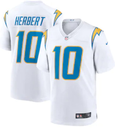 Personalized Men’s Los Angeles Chargers #10 Justin Herbert White 2020 NFL Draft FJersey