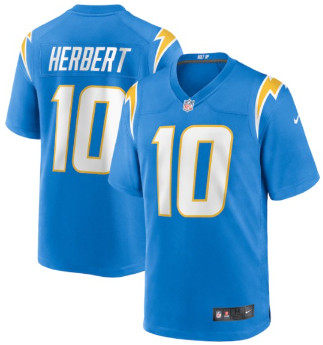 Personalized Men’s Los Angeles Chargers #10 Justin Herbert Powder Blue 2020 NFL Draft Jersey