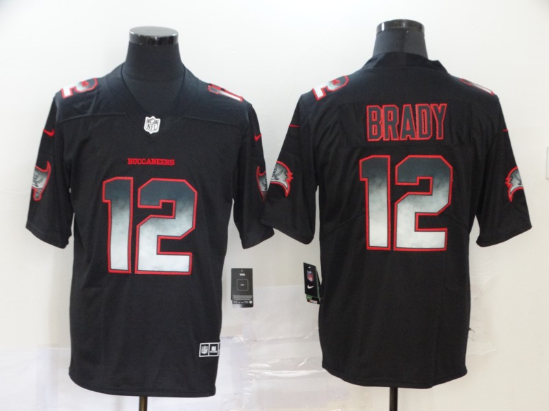 Personalized Buccaneers 12 Tom Brady Black Arch Smoke Untouchable Limited Jersey