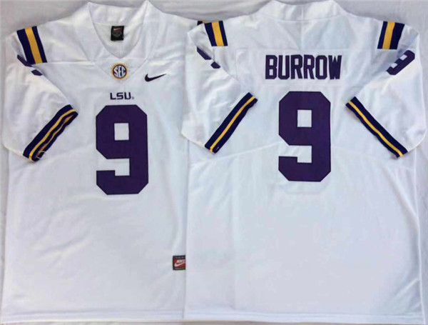 Personalized LSU Tigers 9 Joe Burrow White College Football Jersey
