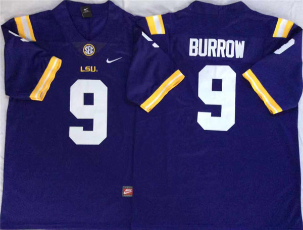 Personalized LSU Tigers 9 Joe Burrow Purple College Football Jersey