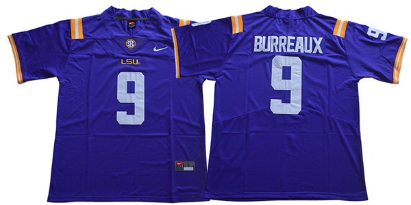 Personalized LSU Tigers 9 Joe Burreaux Purple College Football Jersey