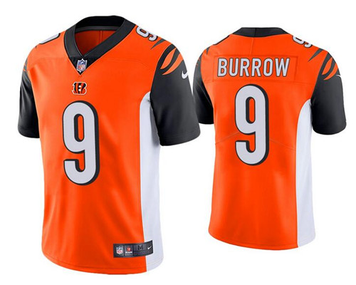 Personalized Bengals 9 Joe Burrow Orange Black 2020 NFL Draft First Round Pick Untouchable Limited Jersey