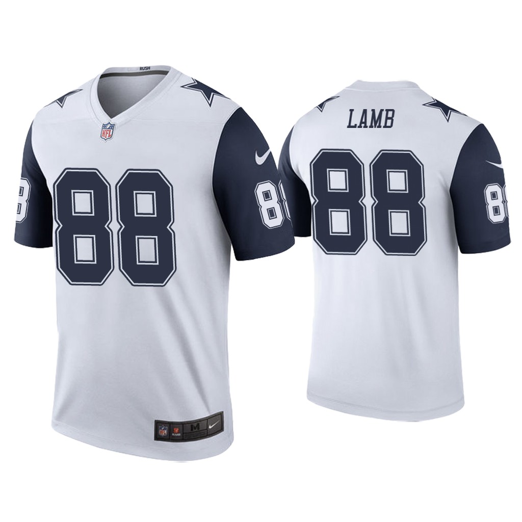 Personalized Cowboys #88 CeeDee Lamb White Men’s Stitched NFL Limited Rush Jersey