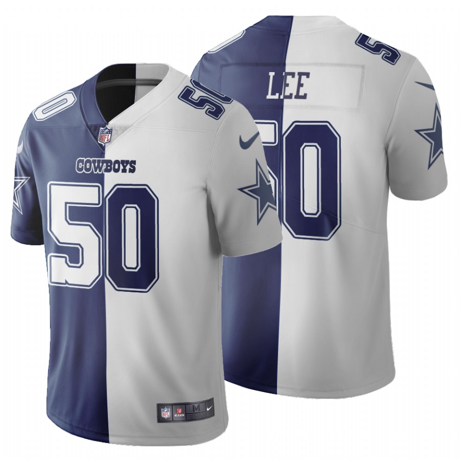 Personalized Cowboys #50 Sean Lee Navy Blue grey Men’s Stitched NFL Elite Split Jersey