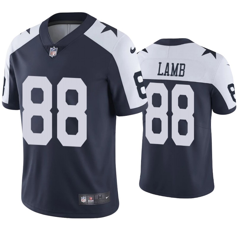 Personalized Cowboys #88 CeeDee Lamb Navy Blue Thanksgiving Men’s Stitched NFL Untouchable Limited Throwback Jersey