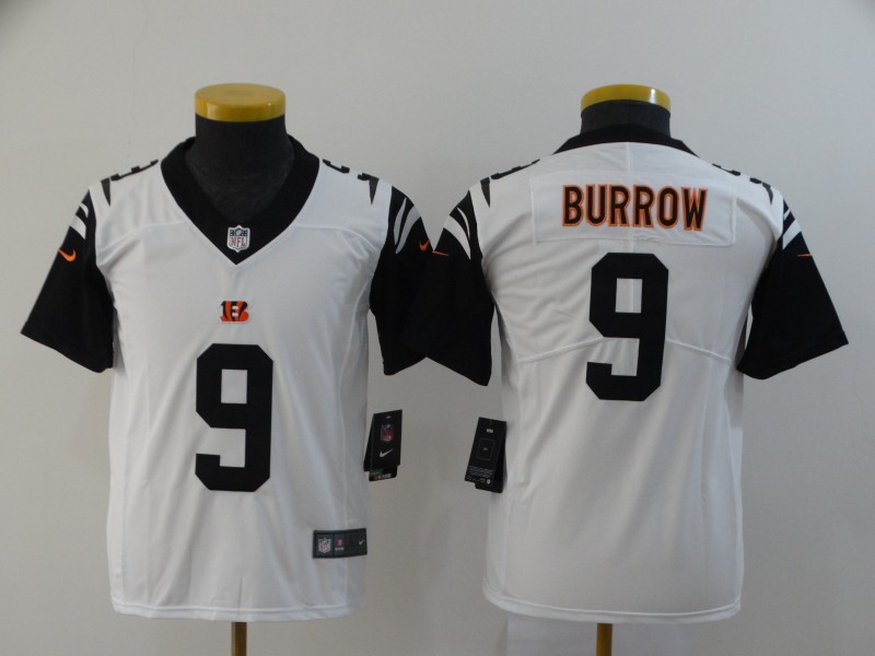 Personalized Youth Bengals 9 Joe Burrow Black Youth 2020 NFL Draft First Round Pick Color Rush Limited Jersey