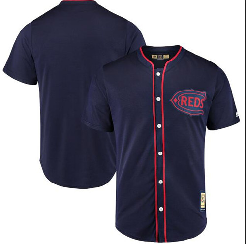 Personalized Reds Blank Navy 1911 Throwback Cool Base Jersey