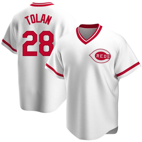 Personalized Reds 8 Bobby Tolan White Throwback Cool Base Jersey