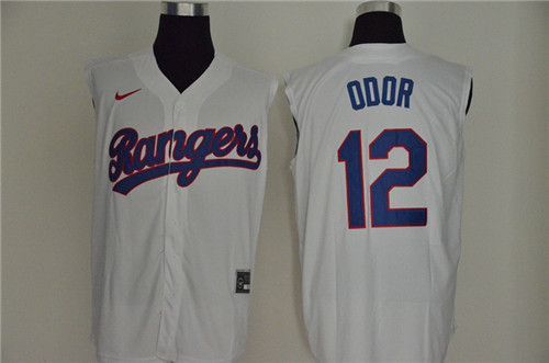 Personalized Rangers 12 Rougned Odor White Cool Base Sleeveless Jerseys