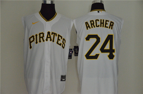 Personalized Pirates 24 Chris Archer White Cool Base Sleeveless Jersey