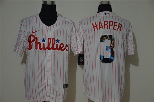 Personalized Phillies 3 Bryce Harper White Cool Base Player Jersey