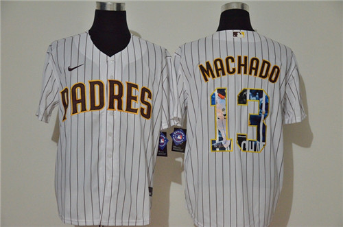 Personalized Padres 13 Manny Machado White Cool Base Player Jersey