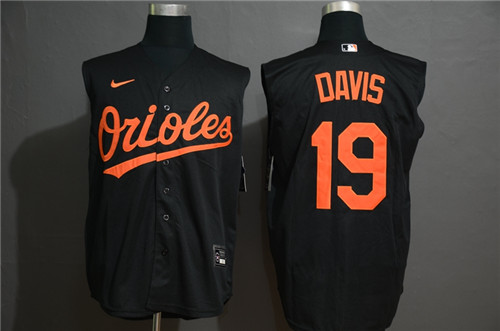 Personalized Orioles 19 Chris Davis Black Cool Base Sleeveless Jersey
