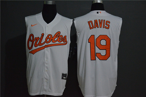 Personalized Orioles 19 Chris Davis White Cool Base Sleeveless Jersey