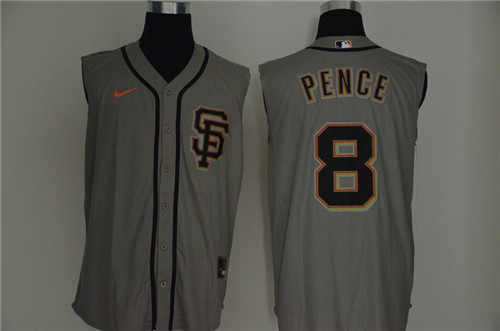 Personalized Giants 8 Hunter Pence Gray Cool Base Sleeveless Jersey