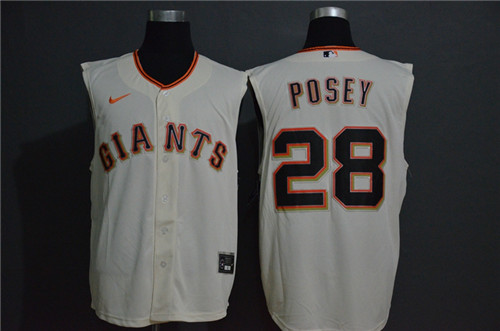 Personalized Giants 28 Buster Posey White Cool Base Sleeveless Jersey
