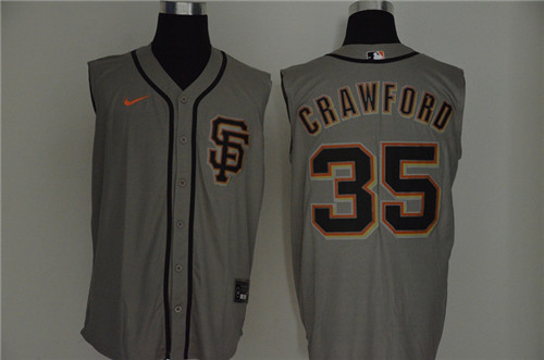 Personalized Giants 35 Brandon Crawford Gray Cool Base Sleeveless Jersey