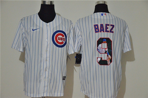 Personalized Cubs 9 Javier Baez White Cool Base Player Jersey