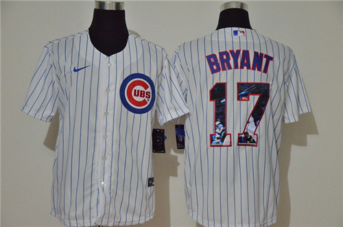 Personalized Cubs 17 Kris Bryant White Cool Base Player Jersey