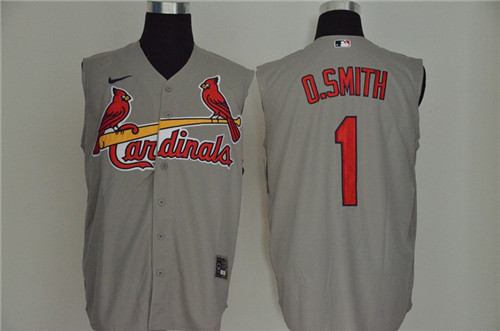 Personalized Cardinals 1 O.Smith Gray Cool Base Sleeveless Jersey