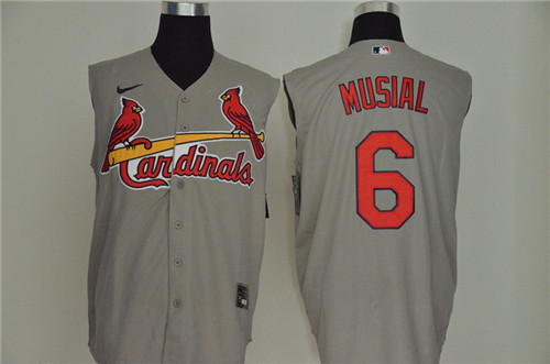 Personalized Cardinals 6 Stan Musial Gray Cool Base Sleeveless Jersey