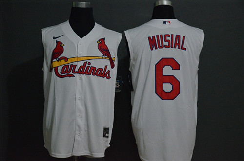 Personalized Cardinals 6 Stan Musial White Cool Base Sleeveless Jersey