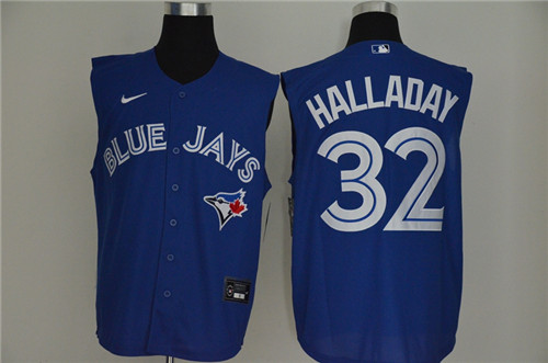 Personalized Blue Jays 32 Roy Halladay Royal Cool Base Sleeveless Jersey