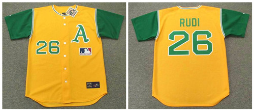 Personalized Athletics 26 Joe Rudi Yellow 1969’S Throwback Cool Base Jersey
