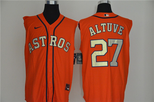Personalized Astros 27 Jose Altuve Orange Cool Base Sleeveless Jersey