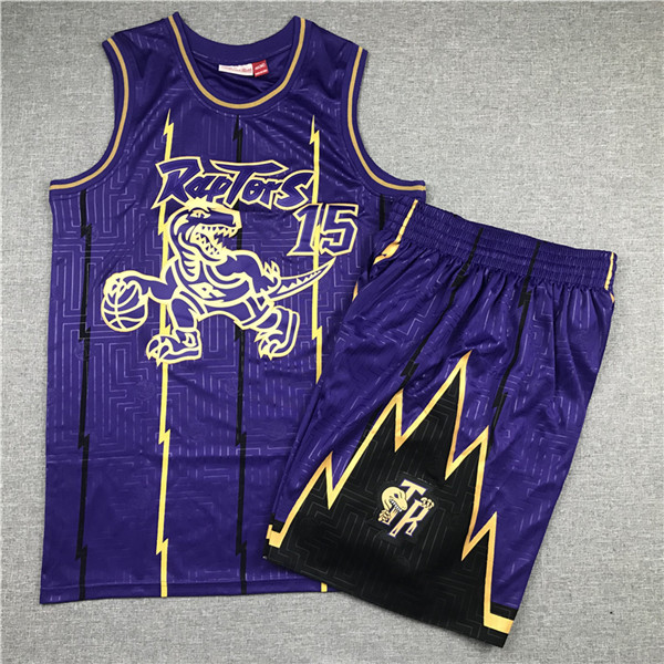 Personalized Raptors 15 Vince Carter Purple 1998-99 Hardwood Classics Jersey(With Shorts)