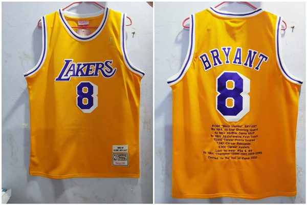 Personalized Lakers 8 Kobe Bryant Yellow 1996-97 Hardwood Classics Jersey